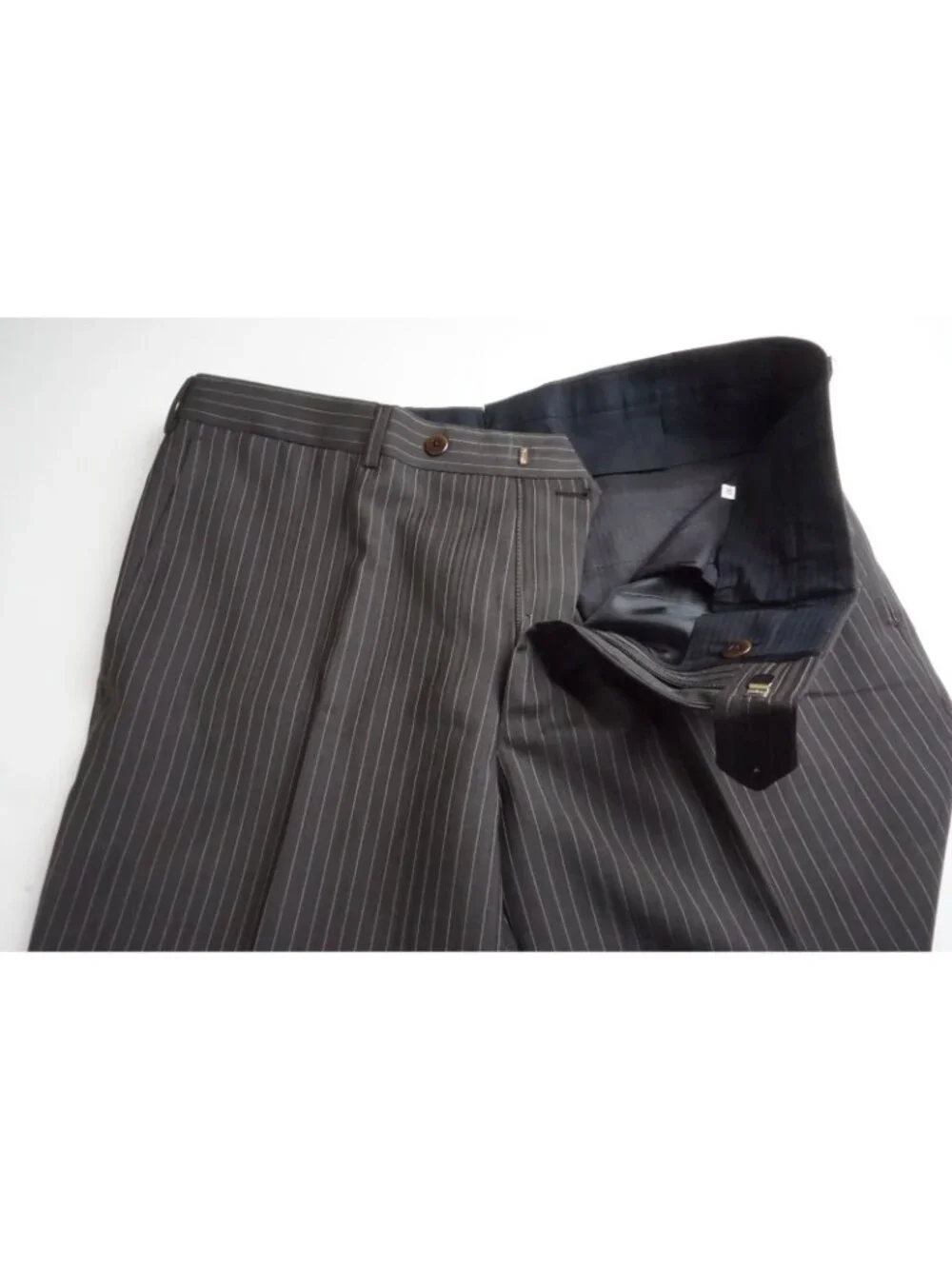 Sartoria Partenopea Brown Striped Wool 2 Pc Suit Jacket Pant 50 EU NEW